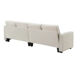 104" 4-Seater Modern Minimalist Linen Fabric Sofa With Arm Pockets And 4 Pillows - ModernLuxe -HOMCOM Shop GUEST 9409f244 db44 44c6 8283 7ad283102964