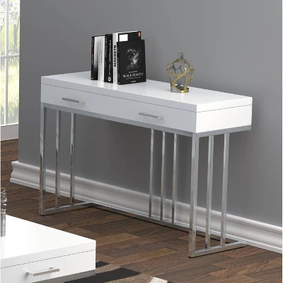 Dalya 2 Drawer Console Sofa Table White High Gloss/Chrome - Coaster 3 Dalya 2 Drawer Console Sofa Table White High Gloss/Chrome - Coaster