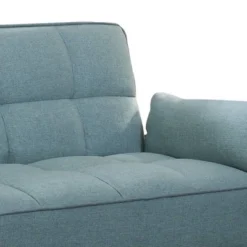 Tufted Stitching Fabric Sofa Bed With Splayed Legs Blue - Benzara