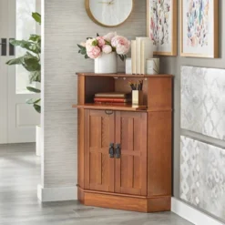 Mission 2 Door 1 Drawer Corner Storage Cabinet Oak - Buylateral -HOMCOM Shop GUEST 9636a05b ff0a 4faf 81fb f47e8e914aaf
