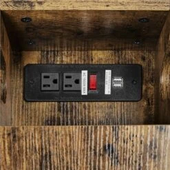 Yaheetech 2 Shelves Narrow End Table With Power Outlets And USB Charging Ports, Rustic Brown -HOMCOM Shop GUEST 9643bdec 53bf 49c8 bd85 f27afb52d745