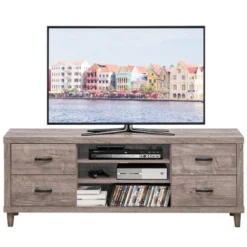 Costway TV Stand Entertainment Center Hold Up To 65'' TV With Storage Shelves & 4 Drawers -HOMCOM Shop GUEST 968636c9 28d9 42eb 9783 06d1a7380332