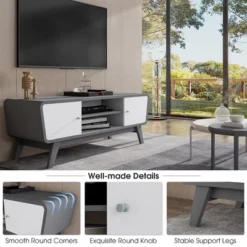 Tangkula Mid Century TV Stand For TVs Up To 55" Media Console Table Sliding Door -HOMCOM Shop GUEST 9799c61a 46e4 4c40 9454 cbb47b905adf