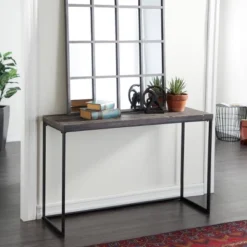 Contemporary Metal Console Table Brown - Olivia & May