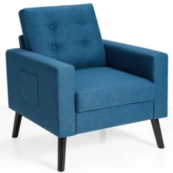 Costway Modern Tufted Accent Chair Fabric Armchair Single Sofa W/ Rubber Wood Legs Blue BeigeGrey -HOMCOM Shop GUEST 97e3155d 561c 4f0a bc0b 30992c608517