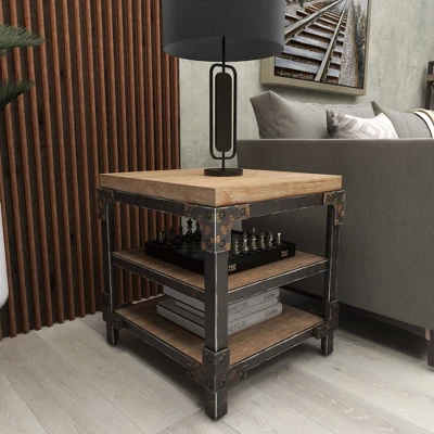 Industrial 3 Tier Side Table Brown - Olivia & May 17 Industrial 3 Tier Side Table Brown - Olivia & May - Image 15