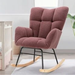 Epping Accent Modern Armchair Faux Shearling Fabric Nursery Glider Rocker, Wingback Chair Rocking Chairs-Maison Boucle -HOMCOM Shop GUEST 9a13fb79 edd9 46e2 8979 ee6773973274