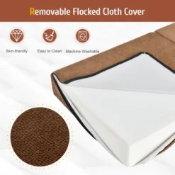 Costway Tri-Fold Fold Down Chair Flip Out Lounger Convertible Sleeper Bed Couch Dorm Brown -HOMCOM Shop GUEST 9b2e4edb 1654 4cd8 8591 c2e6232e2468