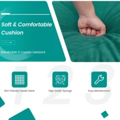 Costway Modern Modular 3-Seat Sofa Couch W/ Side Storage Pocket & Metal Leg Teal -HOMCOM Shop GUEST 9be84406 0e68 453b b508 ab37315faaab