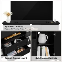 Yaheetech 58in Modern TV Console Table With Power Outlet Black -HOMCOM Shop GUEST 9dd3a968 ff50 4dc0 ad39 7923c9ebbf45