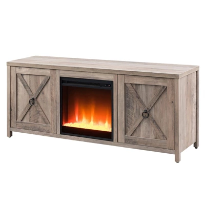 Gray Oak TV Stand With Crystal Fireplace Insert - Henn&Hart 8 Gray Oak TV Stand With Crystal Fireplace Insert - Henn&Hart - Image 6