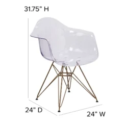 Emma And Oliver 2 Pack Transparent Side Chair With Arms And Gold Base - Accent & Side Chair -HOMCOM Shop GUEST a0a11aa8 de45 400d 9dbc 9b61bb03747a