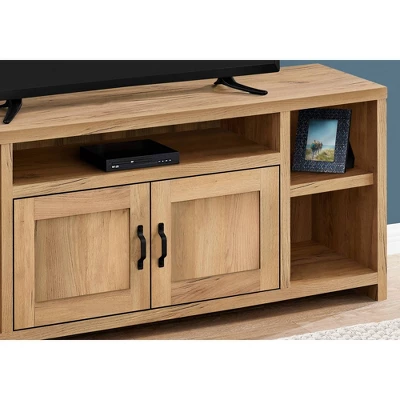 Modern Farmhouse Wood Look 2 Door 5 Shelf TV Stand For TVs Up To 60" Gold/Pine - EveryRoom 4 Modern Farmhouse Wood Look 2 Door 5 Shelf TV Stand For TVs Up To 60" Gold/Pine - EveryRoom - Image 2