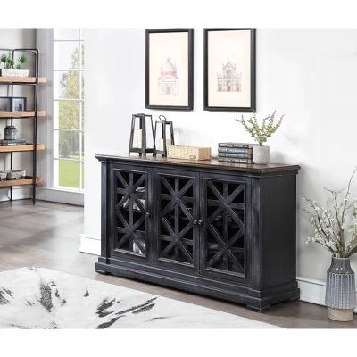 Vercelli 3 Door Credenza Black Rub - Treasure Trove Accents 5 Vercelli 3 Door Credenza Black Rub - Treasure Trove Accents - Image 3
