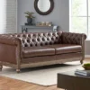 Castalia Chesterfield Tufted 3 Seater Sofa With Nailhead Trim Dark Brown/Natural - Christopher Knight Home -HOMCOM Shop GUEST a1687a3b 205c 41f3 a7f3 725e8b0b2bc7