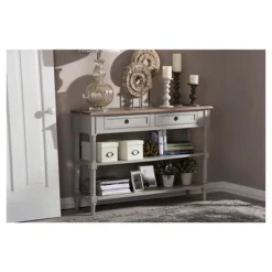 Edouard French Provincial Style Console Table With 2 Drawers - White/Light Brown - Baxton Studio -HOMCOM Shop GUEST a1e57989 548f 4abc 8c85 9c599163dfdb