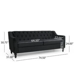 Knouff Modern Glam Tufted Velvet 3 Seater Sofa - Christopher Knight Home -HOMCOM Shop GUEST a27cf821 64d7 43e8 9c02 ebf120734d93