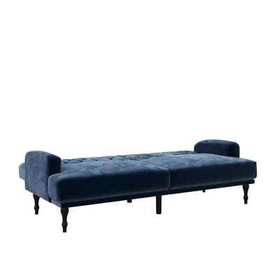 Lyla Upholstered Velvet Futon Blue - Room & Joy 4 Lyla Upholstered Velvet Futon Blue - Room & Joy - Image 2