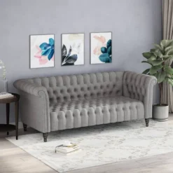 Barneyville Traditional Chesterfield Sofa Gray - Christopher Knight Home