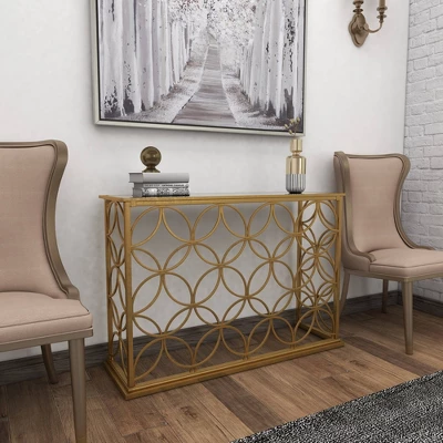 Rectangular Traditional Modern Metal Console Table Gold - Olivia & May 20 Rectangular Traditional Modern Metal Console Table Gold - Olivia & May - Image 18