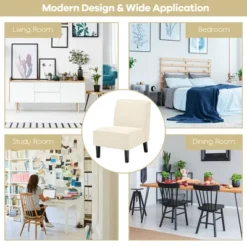 Costway Modern Armless Accent Chair Fabric Single Sofa WithRubber Wood Legs Beige/Gray 14 Costway Modern Armless Accent Chair Fabric Single Sofa WithRubber Wood Legs Beige/Gray -HOMCOM Shop GUEST a5d1697e 7c76 4a9d b375 46735a608d16