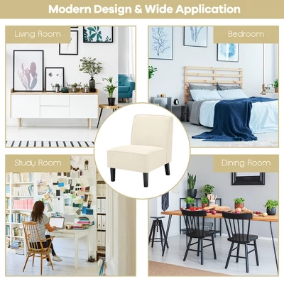 Costway Modern Armless Accent Chair Fabric Single Sofa WithRubber Wood Legs Beige/Gray 5 Costway Modern Armless Accent Chair Fabric Single Sofa WithRubber Wood Legs Beige/Gray - Image 3