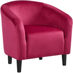 Yaheetech Velvet Club Accent Arm Chair Upholstered Barrel Chair -HOMCOM Shop GUEST a7028480 6679 474d bada 5c1cc1bf5dff