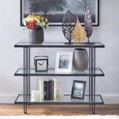 Folio Metal And Glass Sofa Table Black - Lifestorey -HOMCOM Shop GUEST a7151645 726e 411b 8bd4 56fc32f39a83