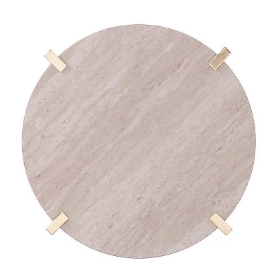 Amelia Round End Table With Faux Marble Top Brass - Aiden Lane 6 Amelia Round End Table With Faux Marble Top Brass - Aiden Lane - Image 4