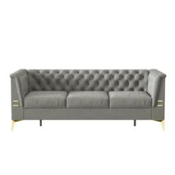 82.7" Chesterfield Sofa, Velvet Upholstered 3 Seater Sofa Couch-ModernLuxe -HOMCOM Shop GUEST a82bb2b8 1fd4 4596 b564 2c087efb4dcf