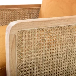 Chloé Cane Arm Chair With Wood Base Living Room Upholstered Accent Chair With Rattan Armrest | Karat Home -HOMCOM Shop GUEST a899db46 1b4d 44e9 94ca 28dfee34a410