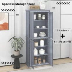 72.4" Minimalist Freestanding Kitchen Storage Cabinet Organizer, Kitchen Pantry With 4 Doors And Adjustable Shelves-ModernLuxe -HOMCOM Shop GUEST a931f490 b0b0 42a0 adcb de576d912269