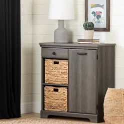 Versa 1 Door Storage Cabinet Gray Maple - South Shore