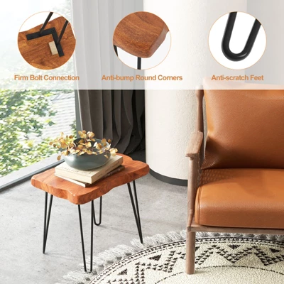 Costway Rectangular End Table Accent Side Reclaimed Teak Wood Plant Stand Patio Rustic 10 Costway Rectangular End Table Accent Side Reclaimed Teak Wood Plant Stand Patio Rustic - Image 8