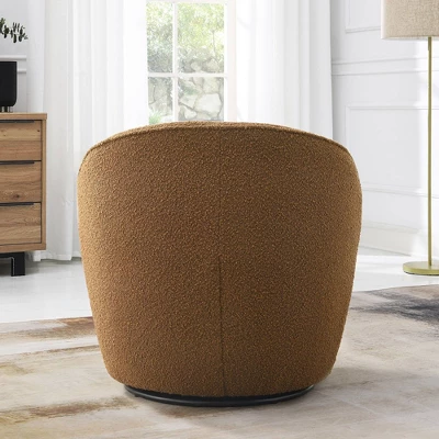 Boucle Upholstered Swivel Barrel Chair - Kinwell 13 Boucle Upholstered Swivel Barrel Chair - Kinwell - Image 11