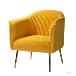 Velvet Barrel Chair With Goden Base Contemporary And Classic Velvet Accent Chair For Living Room | Karat Home -HOMCOM Shop GUEST ab76f3db 0e10 4f81 bf01 977c05c752ff