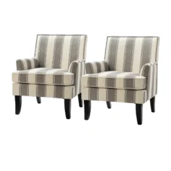 Set Of 2 Sara Upholstered Accent Arm Chair With Nail Head Trim | Karat Home-Stripe Red 28 Set Of 2 Sara Upholstered Accent Arm Chair With Nail Head Trim | Karat Home-Stripe Red -HOMCOM Shop GUEST ac14d049 946f 4fec ae38 0069d77557f9