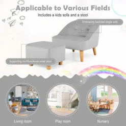 Costway Kids Sofa Chair W/ Ottoman Toddler Single Sofa Velvet Upholstered Couch GreyPink 18 Costway Kids Sofa Chair W/ Ottoman Toddler Single Sofa Velvet Upholstered Couch GreyPink -HOMCOM Shop GUEST acd3dced d8f3 4bc9 bf2f 49703a009700