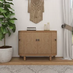 Traditional Carved Wood Curved Cabinet Brown - Olivia & May -HOMCOM Shop GUEST ad1fe404 ecc7 450c bd13 3974bb5d39ff