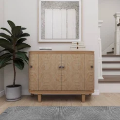 Traditional Carved Wood Curved Cabinet Brown - Olivia & May -HOMCOM Shop GUEST afa6a1c5 a638 45a7 a1de 95419ce4284a