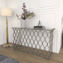 Contemporary Metal Pattern Console Table Silver - Olivia & May -HOMCOM Shop GUEST b038c7ca 380a 4050 ba41 e7725e1a38c4