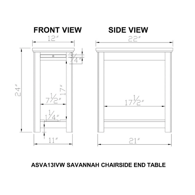 Savannah Chairside End Table With Pull Out Shelf Ivory With Natural Wood Top - Bolton Furniture 6 Savannah Chairside End Table With Pull Out Shelf Ivory With Natural Wood Top - Bolton Furniture - Image 4