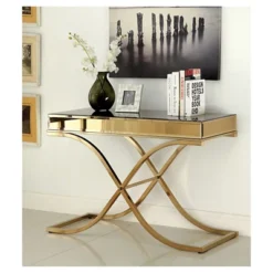 Sunkissed Modern Mirrored Sofa Table Brass - HOMES: Inside + Out