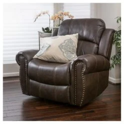 Charlie Faux Leather Leather Glider Recliner Club Chair Dark Brown - Christopher Knight Home -HOMCOM Shop GUEST b1506bd9 f42b 4fb7 8e93 139a24c42154