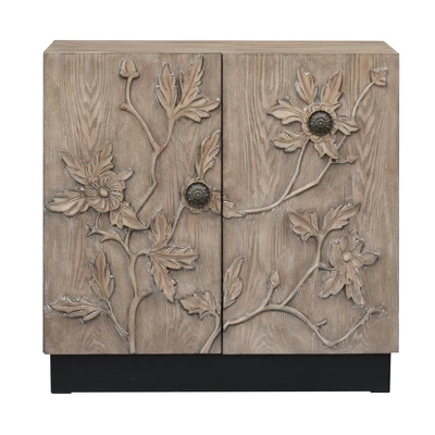 Rox Floral Patterned 2 Door Storage Cabinet Natural Gray/Black - Treasure Trove 3 Rox Floral Patterned 2 Door Storage Cabinet Natural Gray/Black - Treasure Trove