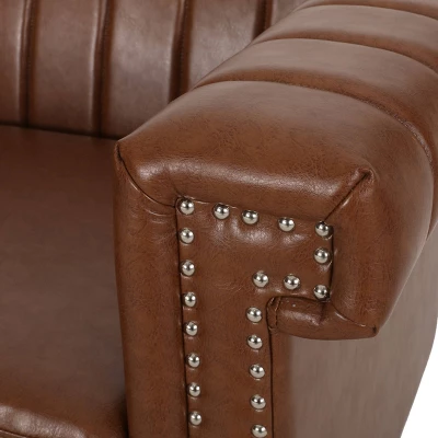 Drury Contemporary Channel Stitch 3 Seater Sofa With Nailhead Trim - Christopher Knight Home 8 Drury Contemporary Channel Stitch 3 Seater Sofa With Nailhead Trim - Christopher Knight Home - Image 6