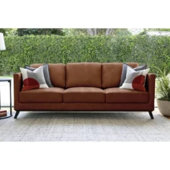 Woodstock Mid-Century Top Grain Leather Sofa - Abbyson Living -HOMCOM Shop GUEST b411e575 b732 45d2 88cb 7e5f84cca3de