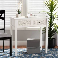 Lambert Wood 2 Drawer Console Table White - Baxton Studio -HOMCOM Shop GUEST b4613142 c9b9 4c68 9b67 d113ab18ed2a