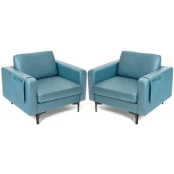 Costway Set Of 2 Leathaire Fabric Accent Armchair Single Sofa W/Side Storage Pocket 20 Costway Set Of 2 Leathaire Fabric Accent Armchair Single Sofa W/Side Storage Pocket -HOMCOM Shop GUEST b47aa3b2 e1d8 4406 85f8 7efdc4f5ab92