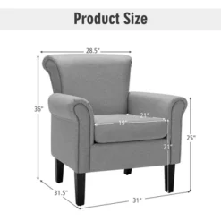Costway Set Of 2 Upholstered Fabric Accent Chairs W/ Rubber Wood Legs Dark GrayLight Gray -HOMCOM Shop GUEST b499d401 3b75 401a bb3d d812ca460a2a